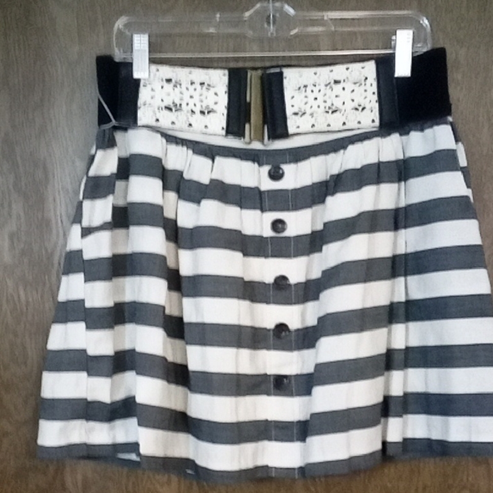 Charlotte Russe Black and White Striped A-Line Skirt